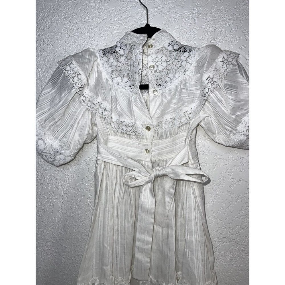 70’s - 80s Prom Dress Gunne Sax Style Prarie Vintage White Lace Dress D1 - Picture 3 of 8